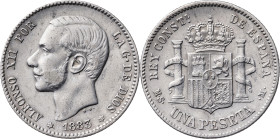 1883*1883. Alfonso XII. MSM. 1 peseta. (AC. 21). 5 g. MBC-/MBC.