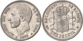 1883*1883. Alfonso XII. MSM. 1 peseta. (AC. 21). 4,92 g. MBC/MBC+.