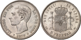 1878*1878. Alfonso XII. EMM. 5 pesetas. (AC. 41). 24,81 g. MBC.