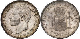 1884*1884. Alfonso XII. MSM. 5 pesetas. (AC. 57). Atractiva. 25,05 g. MBC+.