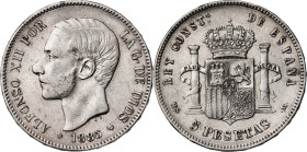 1885*1887. Alfonso XII. MSM. 5 pesetas. (AC. 62). 24,86 g. BC+/MBC-.