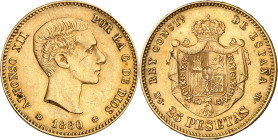 1880*1880. Alfonso XII. MSM. 25 pesetas. (AC. 79). 8,06 g. MBC+.
