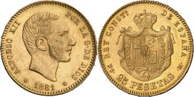 1881*1881. Alfonso XII. MSM. 25 pesetas. (AC. 82). 8,06 g. EBC.