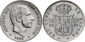 1885. Alfonso XII. Manila. 20 centavos. (AC. 111). 2 golpecitos. 5,14 g. EBC-.