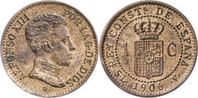 1906*6. Alfonso XIII. SLV. 1 céntimo. (AC. 2). 0,97 g. EBC+.