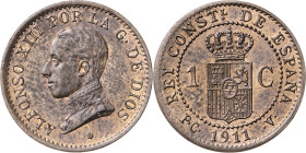1911*1. Alfonso XIII. PCV. 1 céntimo. (AC. 3). Escasa. 0,93 g. EBC+.
