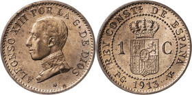 1913*3. Alfonso XIII. PCV. 1 céntimo. (AC. 5). Brillo original. 0,97 g. S/C-.