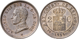 1911*11. Alfonso XIII. PCV. 2 céntimos. (AC. 13). Bella. 2,05 g. EBC+.