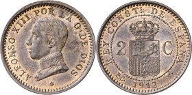 1912*12. Alfonso XIII. PCV. 2 céntimos. (AC. 15). Bella. 1,97 g. EBC+.