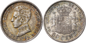 1904*10. Alfonso XIII. PCV. 50 céntimos. (AC. 47). Bella. 2,51 g. S/C-.