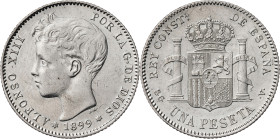 1899*1899. Alfonso XIII. SGV. 1 peseta. (AC. 57). 5,01 g. MBC+.