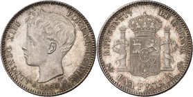 1899*1899. Alfonso XIII. SGV. 1 peseta. (AC. 57). Bella. Brillo original. 5,08 g. EBC+.
