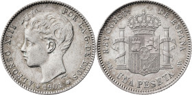 1901*1901. Alfonso XIII. SMV. 1 peseta. (AC. 60). Golpecito. 4,97 g. MBC/MBC+.