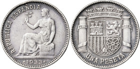 1933*34. II República. 1 peseta. (AC. 34). 5 g. EBC-/EBC.