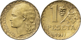 1937. II República. 1 peseta. (AC. 41). 4,96 g. EBC.