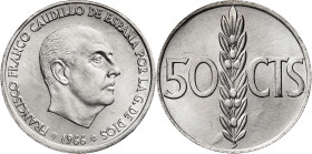1966*1974. Franco. 50 céntimos. (AC. 38). 0,99 g. Proof.