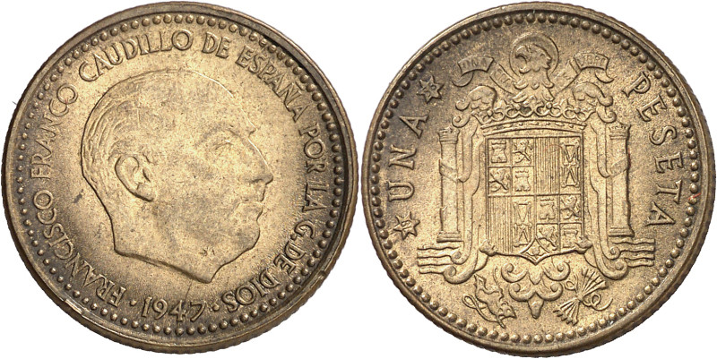 1947*1956. Franco. 1 peseta. (AC. 55). Ex Áureo 19/12/2001, nº 1736. Rara. 3,55 ...