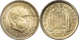 1953*1963. Franco. 1 peseta. (AC. 62). Impurezas. 3,68 g. S/C-.