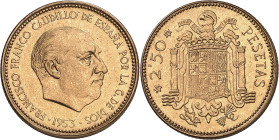 1953*1971. Franco. 2,50 pesetas. (AC. 90). Escasa. 7,11 g. Proof.