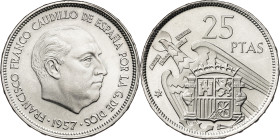 1957*72. Franco. 25 pesetas. (AC. 127). 8,47 g. Proof.
