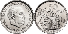 1957*71. Franco. 50 pesetas. (AC. 140). 12,33 g. Proof.