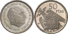 1957*72. Franco. 50 pesetas. (AC. 141). 12,34 g. Proof.