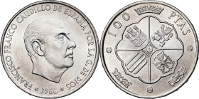 1966*1967. Franco. 100 pesetas. (AC. 146). Pleno brillo original. 19,12 g. S/C-.