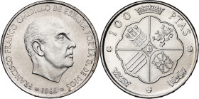 1966*1970. Franco. 100 pesetas. (AC. 150). Pleno brillo original. 19,07 g. S/C-.