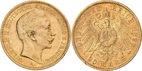 Alemania. Prusia. 1898. Guillermo II. A (Berlín). 20 marcos. (Fr. 3831) (Kr. 521). AU. 7,91 g. MBC+.