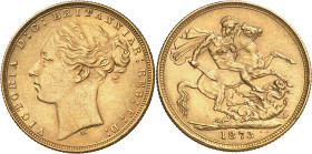 Australia. 1873. Victoria. M (Melbourne). 1 libra. (Fr. 387i) (Kr. 736.1). AU. 8 g. EBC-.