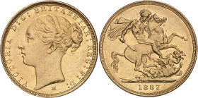 Australia. 1887. Victoria. M (Melbourne). 1 libra. (Fr. 16) (Kr. 7). AU. 7,97 g. MBC.