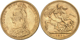 Australia. 1891. Victoria. M (Melbourne). 1 libra. (Fr. 20) (Kr. 10). AU. 7,94 g. MBC-.
