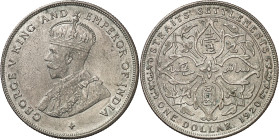 Establecimientos del Estrecho. 1920. Jorge V. 1 dólar. (Kr. 33). Parte de brillo original. AG. 16,90 g. MBC+/EBC-.
