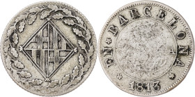 1812 y 1813. Catalunya Napoleónica. Barcelona. 1 peseta. (AC. 36 y 38). Lote de 2 monedas. RC/BC-.