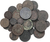 Isabel II. Lote de 36 cobres de los distintos sistemas monetarios. Muy interesante. A examinar. BC-/MBC+.