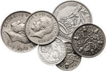 Gran Bretaña. 1911 a 1936. Jorge V. Lote de 6 monedas: 3 (dos), 6 peniques (dos) y 1 chelín (dos). AG. MBC-/EBC.