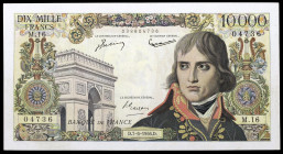 Francia. 1956. Banco de Francia. 10000 francos. (Pick 136a). 7 de junio, Napoleón Bonaparte. Firmas: J. Belin, G. Gouin d'Ambrières y P. Gargam. MBC+....