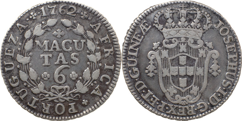 Angola 
 D. José I (1750-1777)
 4 Macutas 1763, Ag Fruits 10/10 
 A: JOSEPHUS.I....