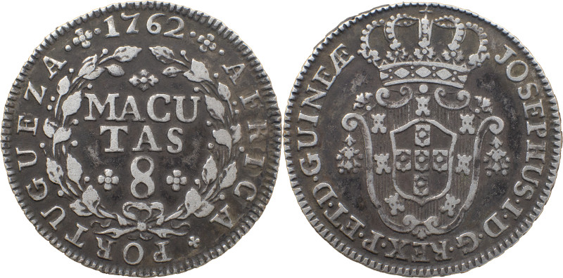 Angola 
 D. José I (1750-1777)
 8 Macutas 1762, Ag Fruits 10/10 
 A: JOSEPHUS.I....