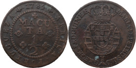 Angola 
 D. Maria I and D. Pedro III (1777-1786) 
 1/2 Macuta 1785, AE 
 A: MARIA.I.ET.PETRUS.III.D G.REGES.P.ET.D.GUINEAE 
 R: 1785 AFRICA . PORTUGUE...
