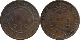 Angola 
 D. Maria I and D. Pedro III (1777-1786) 
 1 Macuta 1786, AE 
 A: MARIA.I.ET.PETRUS.III.D G.REGES.P.ET.D.GUINEAE 
 R: 1786 AFRICA . PORTUGUEZA...