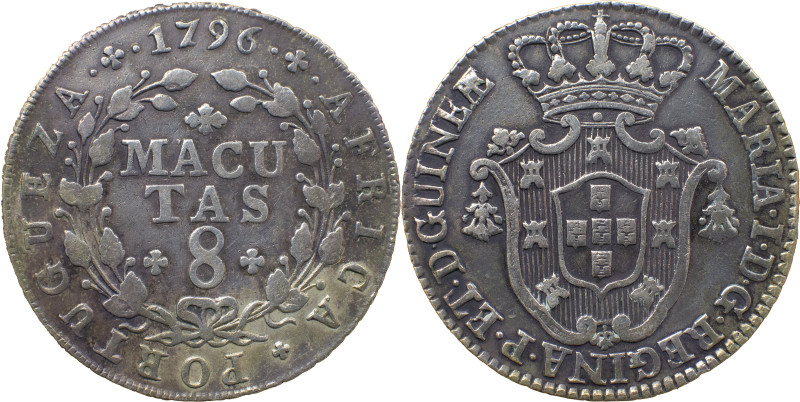 Angola 
 D. Maria I (1786-1799) 
 8 Macutas 1796, Ag Fruits 10/10 
 A: MARIA.I.D...