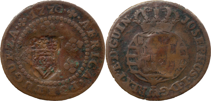 Angola 
 D. Maria II (1834-1853) 
 Crowned Shield contermark Over V Reis 1770, A...