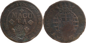 Angola 
 D. Maria II (1834-1853) 
 Crowned Shield Countermark Over 1 Macuta 1770, AE overstruck on&nbsp; XL reis of 1753 from Brazil 
 AG: 05.04, 28.1...
