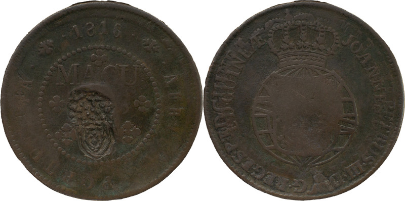 Angola 
 D. Pedro V (1853-1861) 
 2 Macutas 1816, AE Overstruck on 1 Macuta 1786...