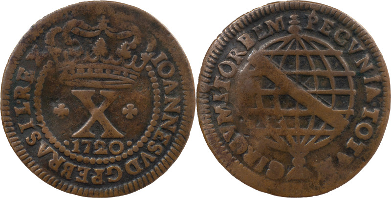 Brazil 
 D. João V (1706-1750)
 X Reis 1720, AE Lisbon Legend error on the obver...