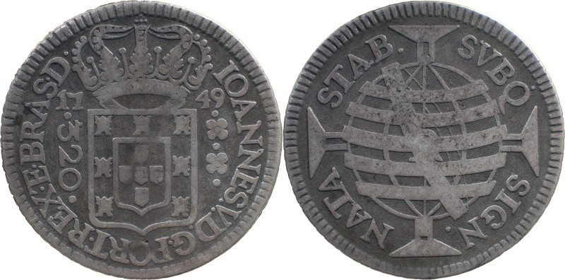 Brazil 
 D. João V (1706-1750)
 320 Reis 1749, Ag Rio de Janeiro 
 A: IOANNES.V....