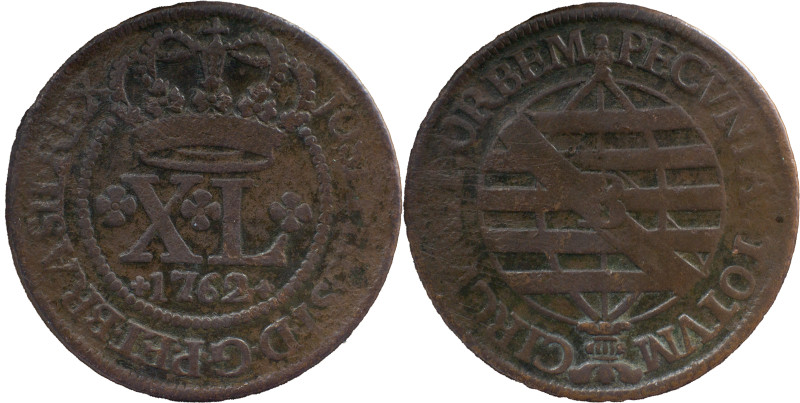 Brazil
D. José I (1750-1777)
XL Reis 1762, AE Bahia
A: JOSEPHUS.I.D.G.P.ET.BRASI...