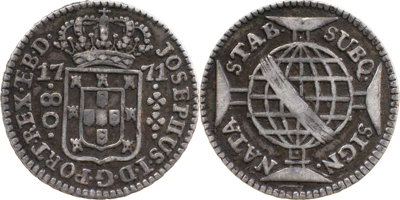 D. José I (1750-1777)
80 Reis 1771, Ag Lisbon
A: JOSEPHUS.I.D.G.PORT.REX.ET.B.D....