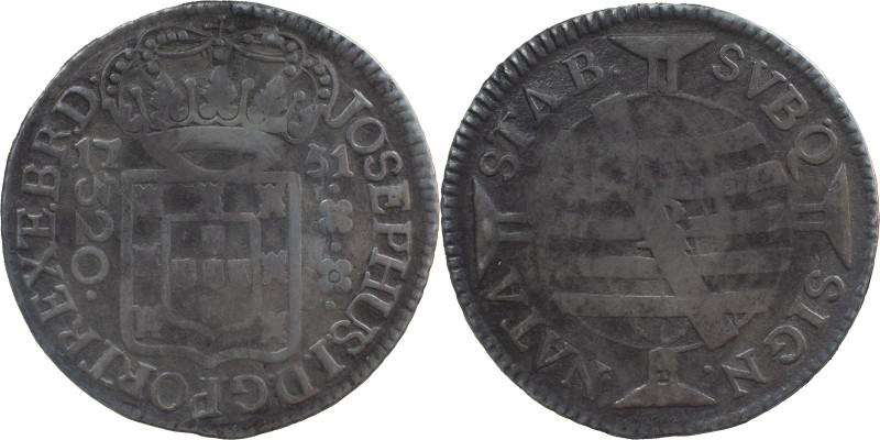 Brazil 
 D. José I (1750-1777) 
 320 Reis 1751, Ag Rio de Janeiro, No dot betwee...